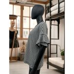 Madewell   soft cotton shirt w/ ruffle sleeves Black and white stripes.Sz L‎ Photo 1