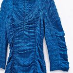 ZARA Blue Textured Midi Ruched Dress Photo 3