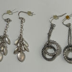 Lia Sophia Lia Sophie Silver Tone Dangle Earrings Leaf Design & Crystal Hoop Duo Photo 0