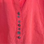 Ali Miles Crinkled Button Front Blouse Bright Coral Pink Collared Women’s Small Photo 2