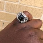 Unisex 925 Sterling Silver Vintage Real Black Onyx Ring Size 7 Engraved Men Women Y2K #Gothic #Grunge #Emo #streetwear #punk Photo 0
