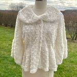 Pyramid Collection White Faux Fur jacket bell sleeve S Photo 5
