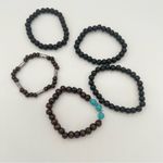 Handmade wooden beads stretch bracelets Set of 5, NEW! Photo 2