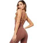 L*SPACE Go The Distance Jumpsuit in Cafe Size Small /S COMFY YOGA TRAVEL ACTIVE Tan Photo 5