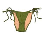 J.Crew  Wide-Rib Curved-Waist Cheeky String Bikini Bottom With Rings in Green M Photo 1