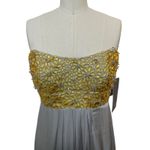 NWT Theia Couture Gold & Gray Silk Formal Strapless Dress Beaded Size 4 $995 Photo 1