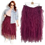 City Chic City‎ Chic Wild Pixy Skirt Purple Pink Tulle Ruffle Midi Stretch Plus Size 22 Photo 1