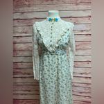Vintage Floral High Neck Crochet Long Sleeve Prairie Dress Photo 1