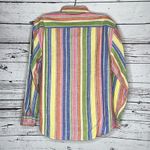 Jones Studio NWT Size L Rainbow Stripe Linen Blend Button Down Shirt Top Photo 1
