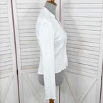 ZARA Textured Scrunch Satin Split Bottom Button Up Shirt White Medium Crop Open Photo 3