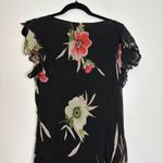 Coldwater Creek Black Floral Flutter Sleeve Midi Dress Size 14 Silk Photo 6