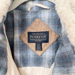Pendleton [] Cream Full Zip Flannel Flap Pocket Fleece Sherpa Jacket Size Small S Photo 9