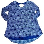 Lush Clothing Lush Blue White Boho Print Long Sleeve Tunic Top Size M Photo 0