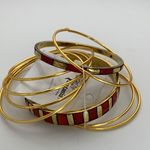 Gold & Red Bangle Bracelet Set Women’s Enamel & Metal Stackable Indian Jewelry N Photo 1