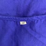 Vintage Embroidered Shift Dress M Blue Floral Pockets Zip Front Short Sleeves Size M Photo 5