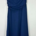 Lands' End One Shoulder Dress S Navy Tencel Minimalist Resort Chic Quiet Luxury Blue Photo 0