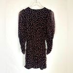 ZARA  Puff Sleeve Black Sheer Mesh Pink Floral Ruched Dress Size M NWT Photo 4