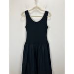 Madewell  Mixed Poplin Scoopneck Maxi Dress Cotton A Line Minimalist Black M NWT Photo 12