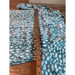 Skies Are Blue  Teal White Leopard Print Button Up Long Sleeve‎ Blouse Women's M Photo 7