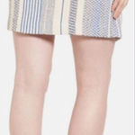 Halogen NWT Women Faux Wrap Skirt 4 Blue Ivory Textured Striped Fringe Office Photo 0