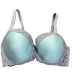 Victoria's Secret Victoria’s Secret Dream Angels Lined Demi 36DD aqua & gray lace crystal embellis Photo 0