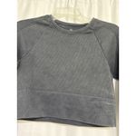 OFFLINE by Aerie Ribbed Cropped Long Sleeve Workout Top L Charcoal Grey Gray Size L Photo 1
