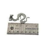 Silver Dragon Earrings Mystical Chinese Fantasy Intricate Detailing 2.25" Photo 3