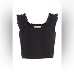 Love Shack Fancy Georgie Bustier Black Ruffle Trim Crop Top Photo 3