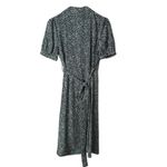 Crescent NWT Collared Wrap Midi Dress Short Puff Sleeves in Green White, Medium Photo 7