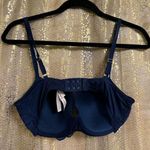 Victoria's Secret  Navy Blue Shimmer Sparkle Dream Angels Lined Demi Bra 34DD Photo 1