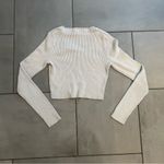 Brandy Melville  Ribbed Long-Sleeve V-Neck in Grey Photo 3