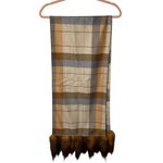 Vintage André Laug for Audrey Plaid Wool Scarf w/ Real Fox Tail Trim Photo 3