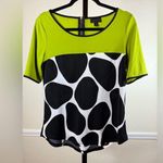Worthington Geometric Colorblock Print Blouse Bold Modern Stretch Office Casual Animal Print Photo 0