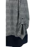 Talbots  3X Black White Houndstooth Button Top Roll Tab Sleeve Semi Sheer Tunic Photo 3