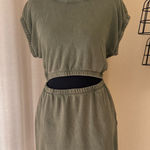 Aerie OFFLINE Casual Olive Green Weekend Fleece Cut Out Dress XS Photo 0