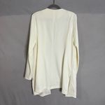 Chico's  Size 2 Ecru‎ Faux Leather Strip Open Front Cardigan Coastal Lagenlook L Photo 6