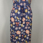 Lucky Brand Whimsical  Maxi Dress Blue Festivals Boho Floral Slit Front XS Photo 0