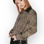 new Valfre ☻︎ January Crop Jacket ☻︎ Leopard Print ☻︎ Black Vinyl Collar ☻︎ XS Brown Photo 0