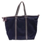 Vera Bradley 🍂 Navy Nylon Tote Bag Leather Trim Striped Lining Travel Work Bag Photo 2