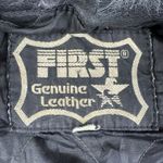 Vintage Women's Cropped Leather Biker Jacket Fits M/L First Moto Belted Black Size M Photo 2