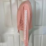Hollister  graphic long sleeve t-shirt, women's oversize small pink tie front top Photo 2