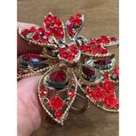 Large Floral Hair Clip With Red Rhinestones & Metal**note missing rhinestone Photo 3