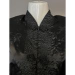 Reversible Satin Brocade Jacket Womens Small Black Ivory Mandarin Collar Frog Photo 3