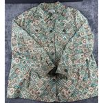 cj banks Geometric Print Utility Shirt Jacket Shacket Teal Brown Size 1X Photo 2