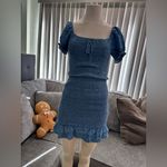 🌸AMTIOUS smocked denim dress ✨ Blue Size M Photo 5
