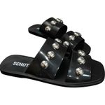 Schutz New  Lizzie Slide Sandals Black‎ W/ Silver Studs Jelly Slip On Size 6 Photo 1