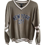 Charlotte Russe VTG Y2K 90s  NYC Olive Varsity Stripe Vneck Sweater Preppy OVSZLg Photo 0