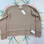 Pink Rose Tan Cozy Knit Sweater Long Sleeve Crew Neck Relaxed Fit Women's Small Photo 0