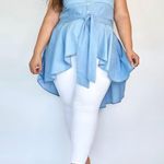 Fashion to figure  Chambray Katrina Off The Shoulder Hi-Lo Top Sz 0 (XL) Photo 2