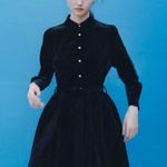 ZARA Black Button Down Velvet Mini Dress Photo 0